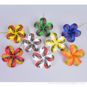 3 1/2" Printed Handmade Plumeria Flower Hair Pick